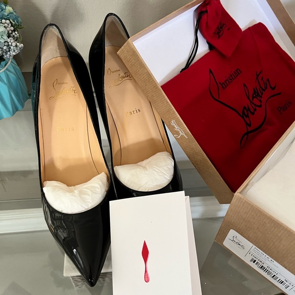 Christian Louboutin Pigalle 85 Patent Red Sole Pumps - Picture 10 of 13